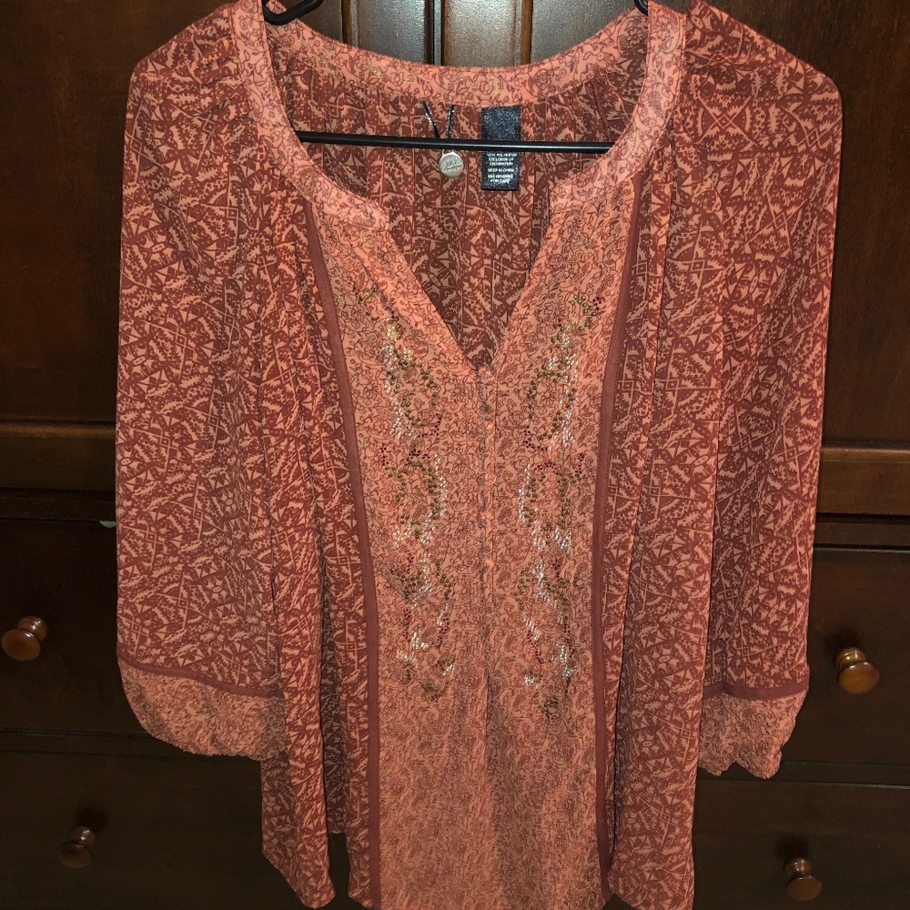 Quarter Sleeve Burnt Orange Blouse